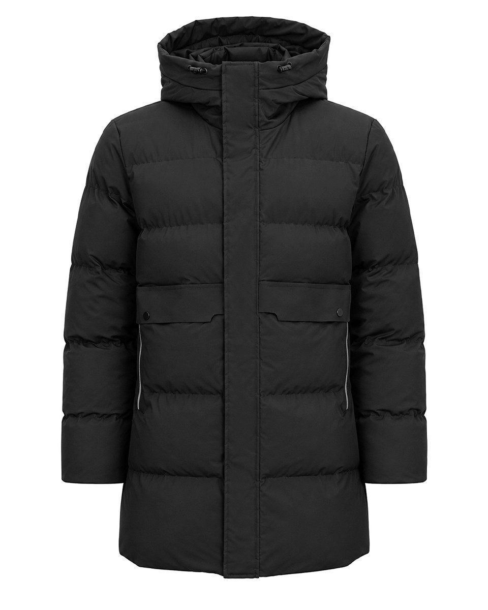 Allthemen Wintermantel Herren Wintermantel mittel lang mit Kapuze Windfest Steppjacke