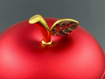 Florissima Aschenbecher Apfel Aschenbecher rot, Dekoration, Geheimversteck, Aufbewahrung, hochwertig aus Metall mit Glitzer Steinchen