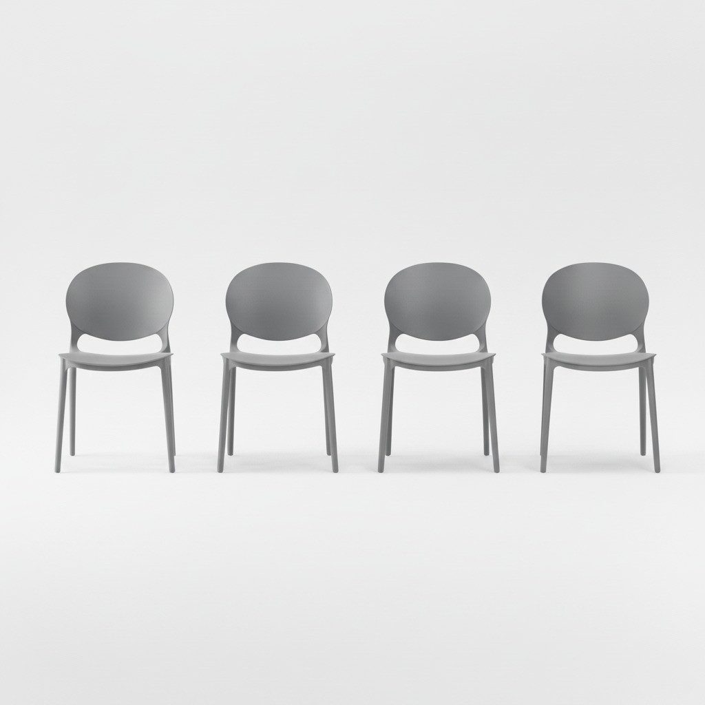 Lüllmann Besucherstuhl 4er Set Designstuhl aus Polypropylen, Farbe blaugrau (Spar-Set, 4 St), Designerstuhl aus Kunststoff, robust, pflegeleicht