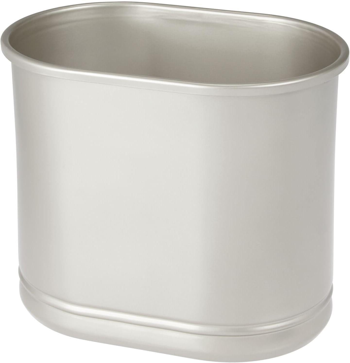 mDesign Badaccessoire-Set mDesign Mülleimer Abfalleimer Papierkorb 9.5L Metall Mattsilber Oval