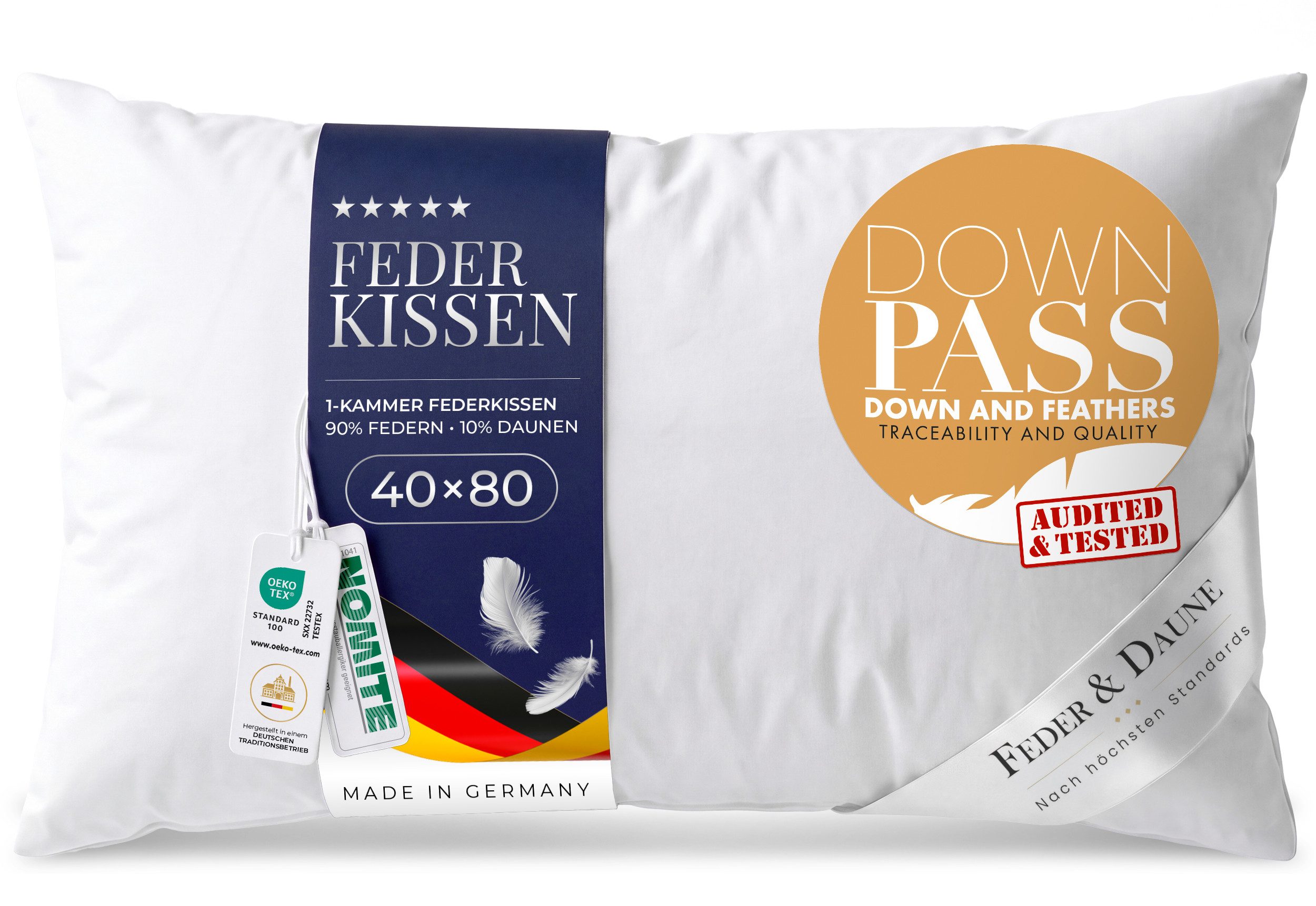 Gentle North Federkissen Gentle North Feder-Daunenkissen – 90 % Federn / 10 % Daunen – 1-Kammer