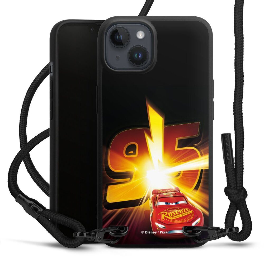 DeinDesign Handyhülle Offizielles Lizenzprodukt Cars Lightning Mcqueen 95 Cars3 Lightning 95, Apple iPhone 14 Plus Premium Handykette Hülle mit Band Cover mit Kette