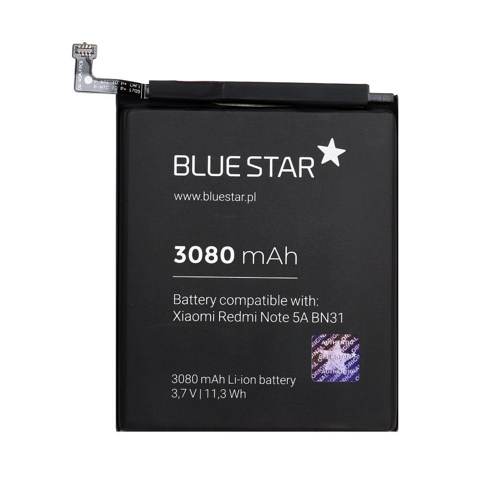 BlueStar Akku Redmi Accu Li-lon Xiaomi Austausch BN31 5A mit kompatibel Ersatz 5X 3080mAh Batterie / Note Smartphone-Akku