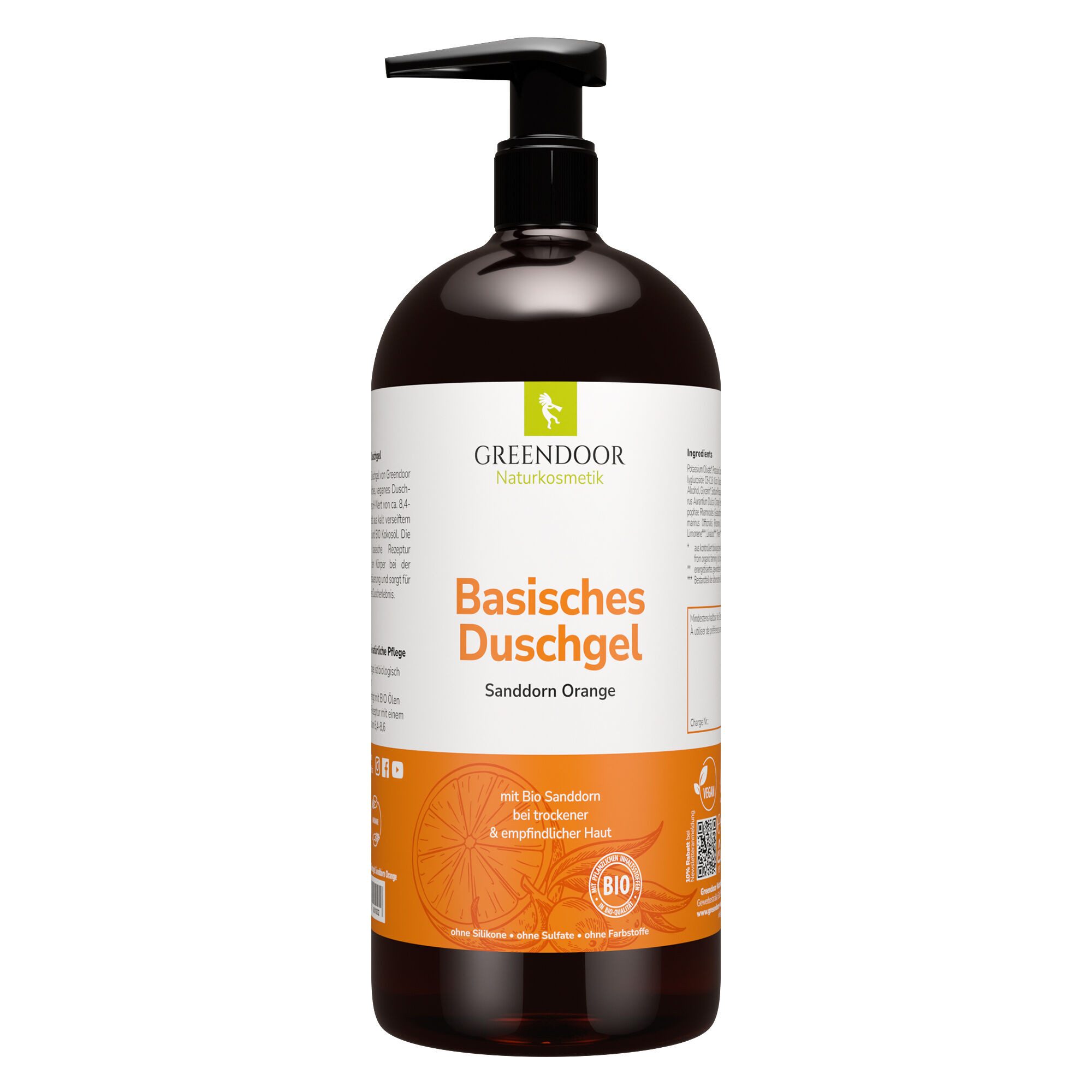 GREENDOOR Duschgel Basisches Duschgel XL Sanddorn Orange