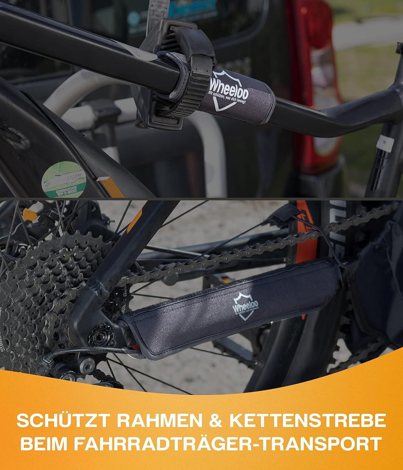 Wheeloo Fahrradrahmen Schutz 3er Set I Rahmenschutz passend für Thule Fahrradträger, Carbon Rahmen Schutz I Fahrrad Anhänger E-Bike Zubehör