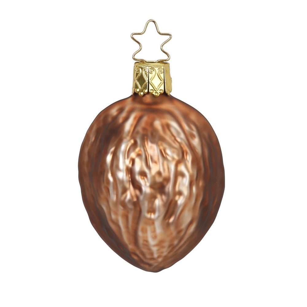INGE-GLAS® Christbaumschmuck, Christbaumschmuck Walnuss 7cm Glas Figur Braun