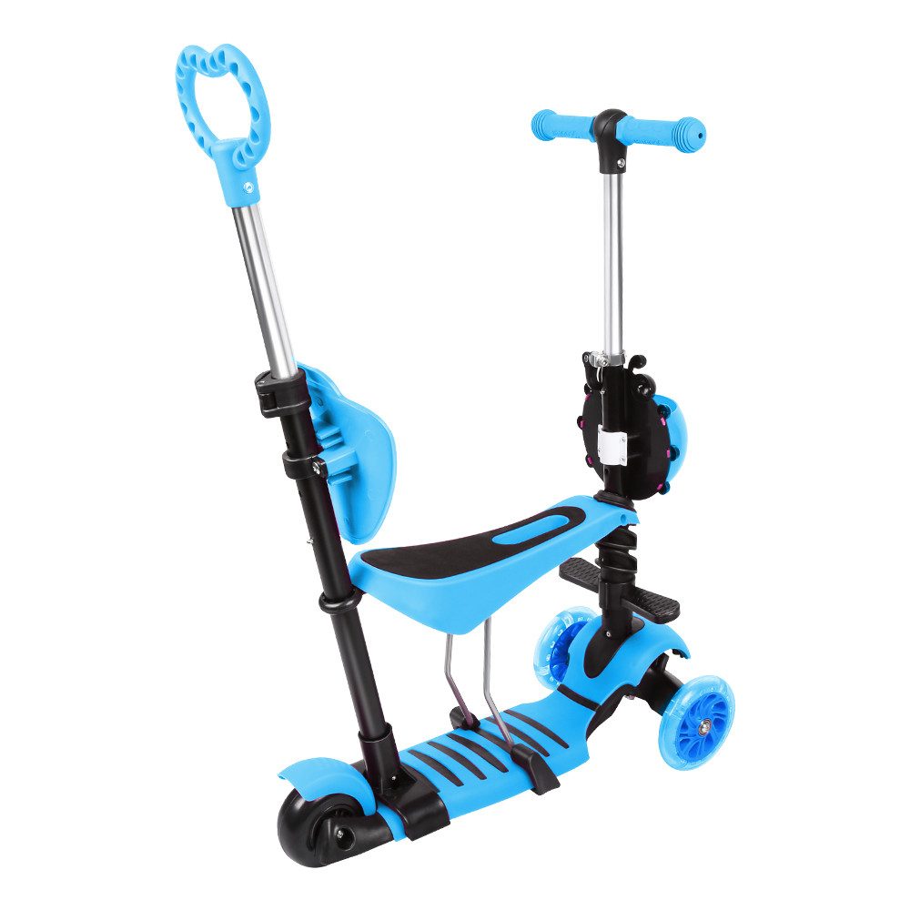 JEOBEST Scooter 3-in-1 Kinderroller mit Rückenlehne & Abnehmbarem Sitz, Höhenverstellbarer 3-Rad-Tretroller ab 2 Jahre – Bild 3 von 5