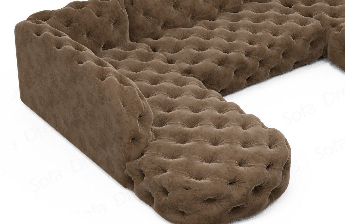 Sofa Dreams Wohnlandschaft Stoff U Stil im Sofa Form Design Stoffsofa, Couch Lanzarote Couch Chesterfield hellbraun09