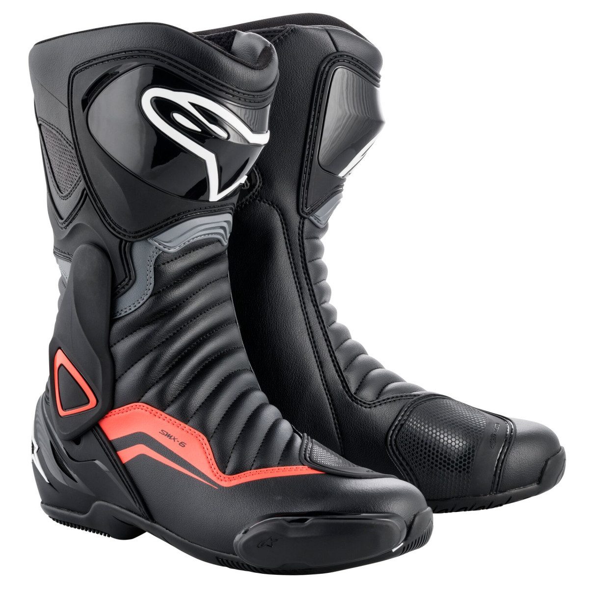 Alpinestars Alpinestars SMX-6 V2 Motorradstiefel schwarz / grau / fluo-rot 40 Motorradstiefel (Packung, Antistatische und Öl- und Benzinfeste Sohle)