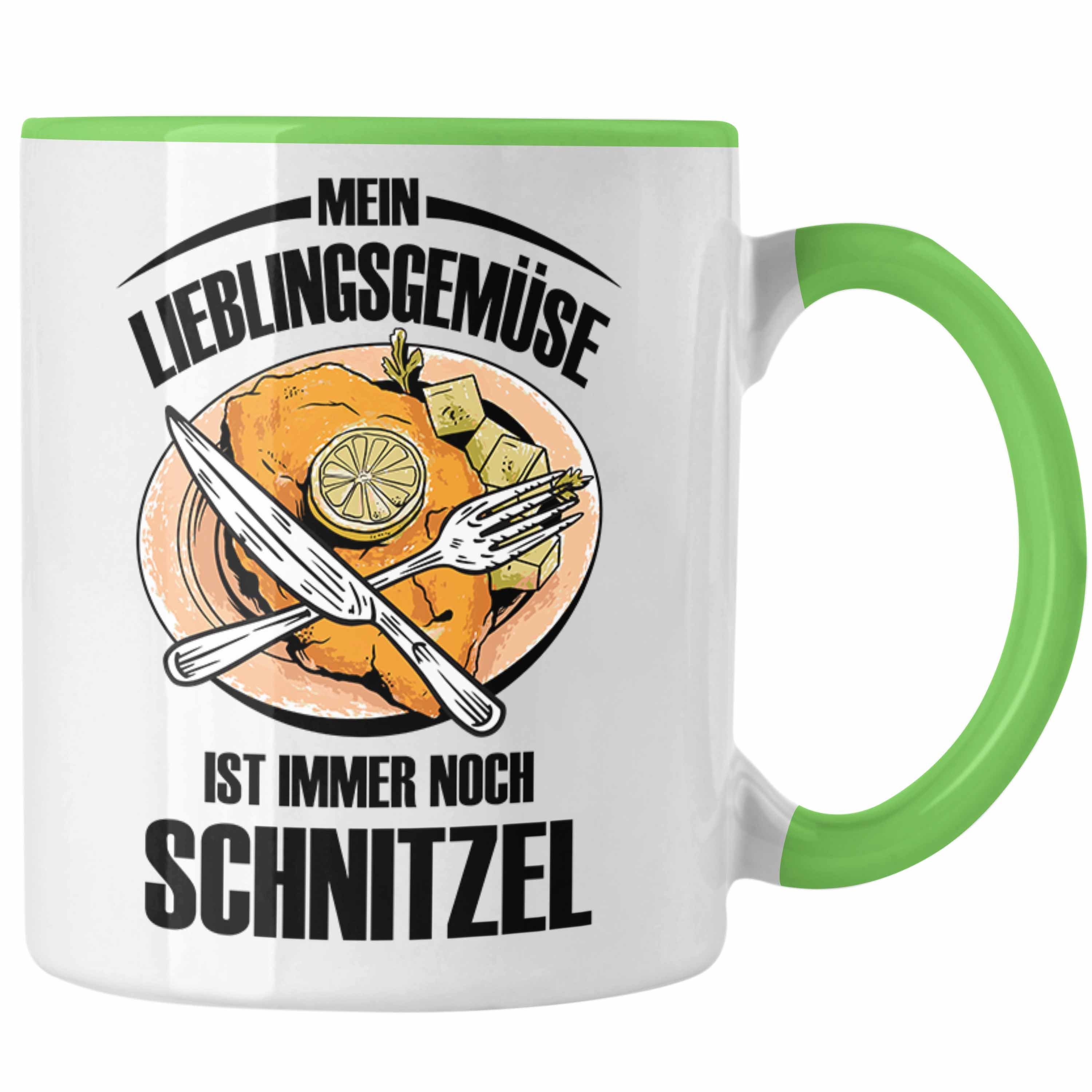 Trendation Tasse Schnitzel-Tasse Geschenk für Schnitzel-Liebhaber Mein Lieblingsgemüse Grün