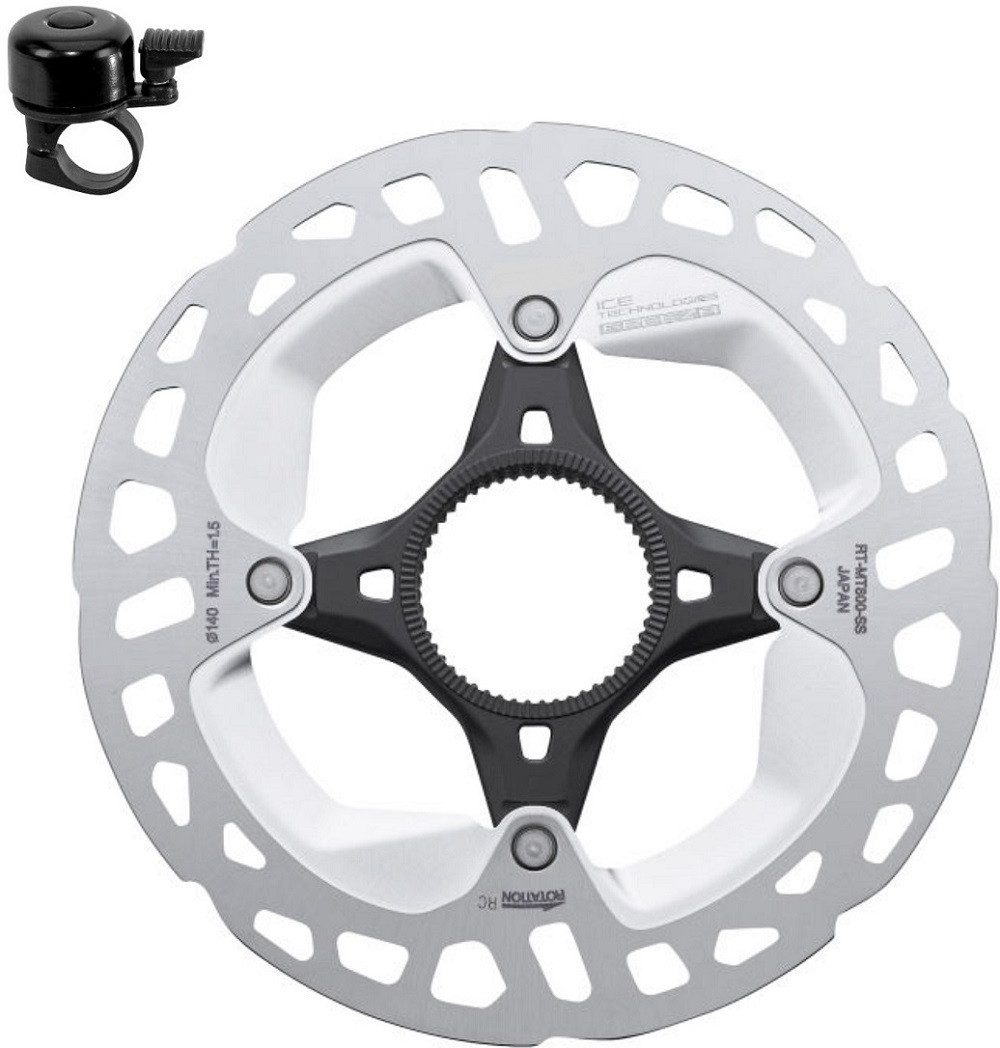 maxxi4you Bremsscheibe Shimano Deore XT 140mm Bremsscheibe RT-MT800 Silber/Schwarz inkl. FK