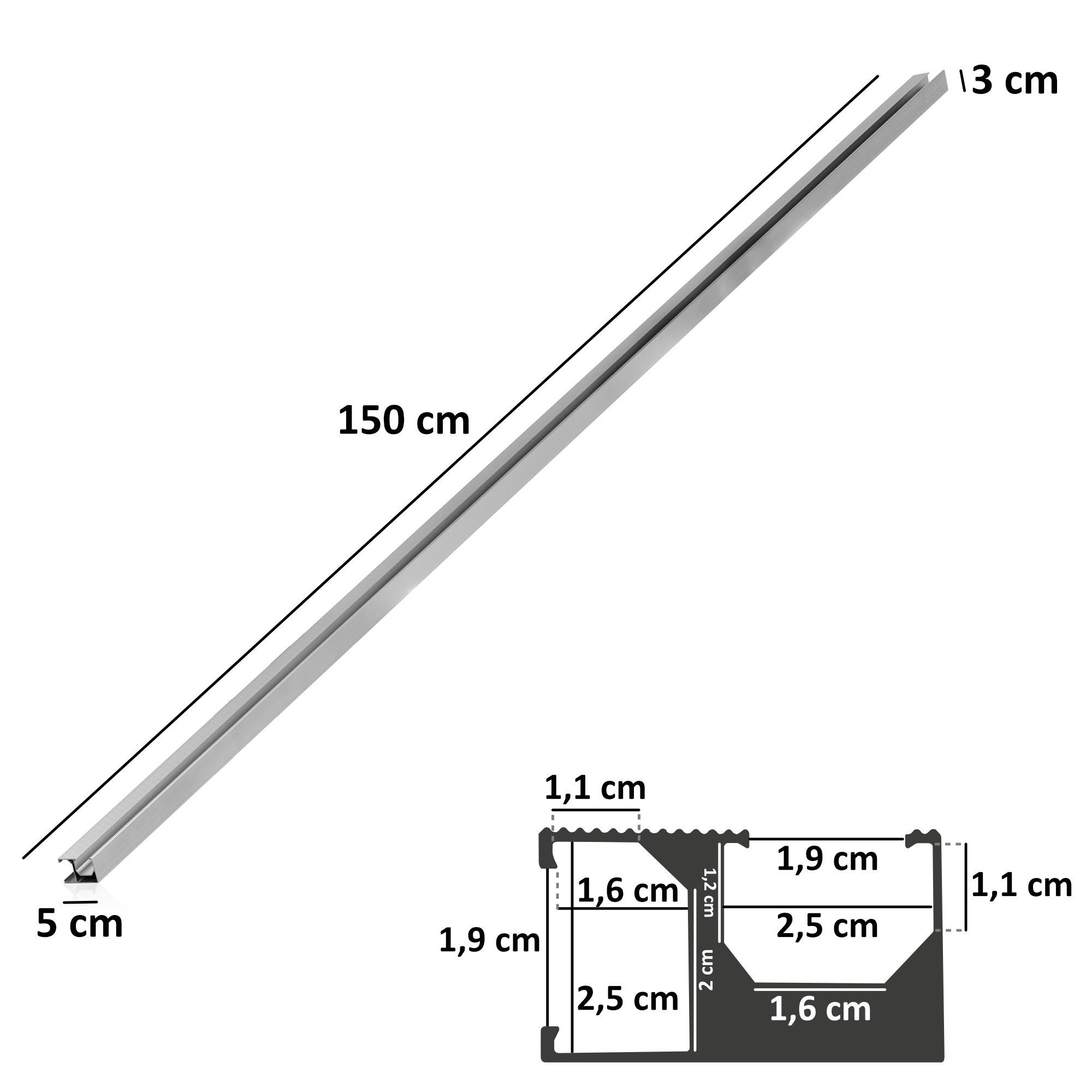 Zelsius Solarmodul-Halterung Zelsius Universal Aluminium Montageschiene 150 cm für ein Solarmodul, (1x Montageschiene)