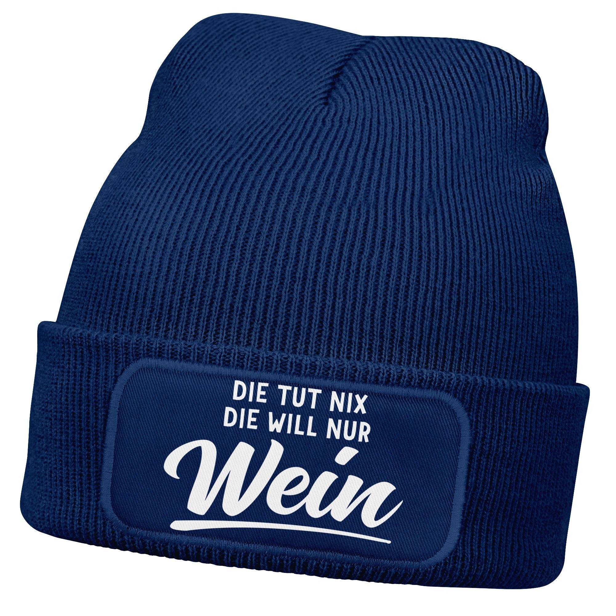 Strickmütze Damen Beanie mit Patch Strickmütze mit Spruch Lieblingsgetränk Party