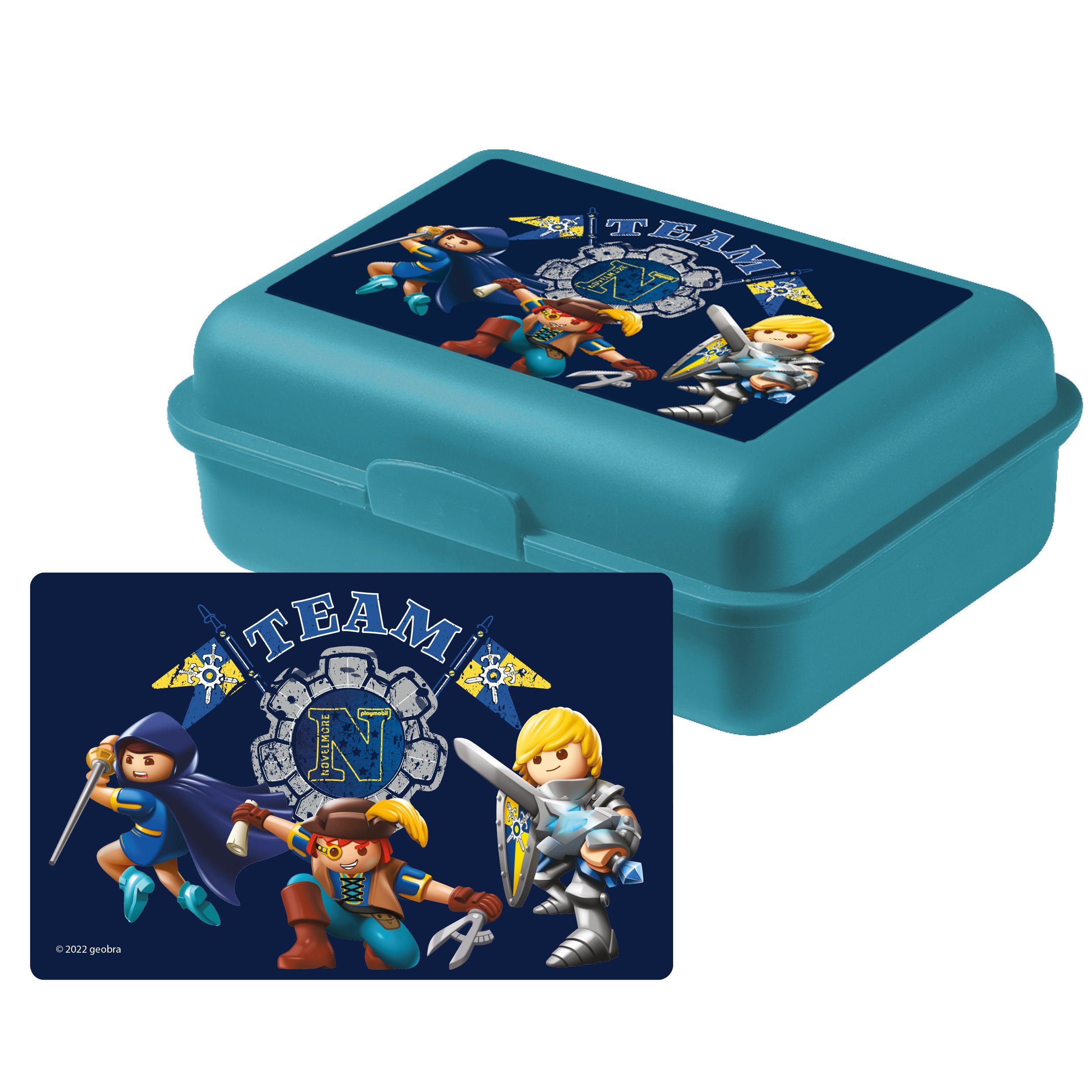 Kunststoff Labels® Brotdose mit Blau, Lunchbox Novelmore (PP) Trennwand Playmobil - United Lunchbox