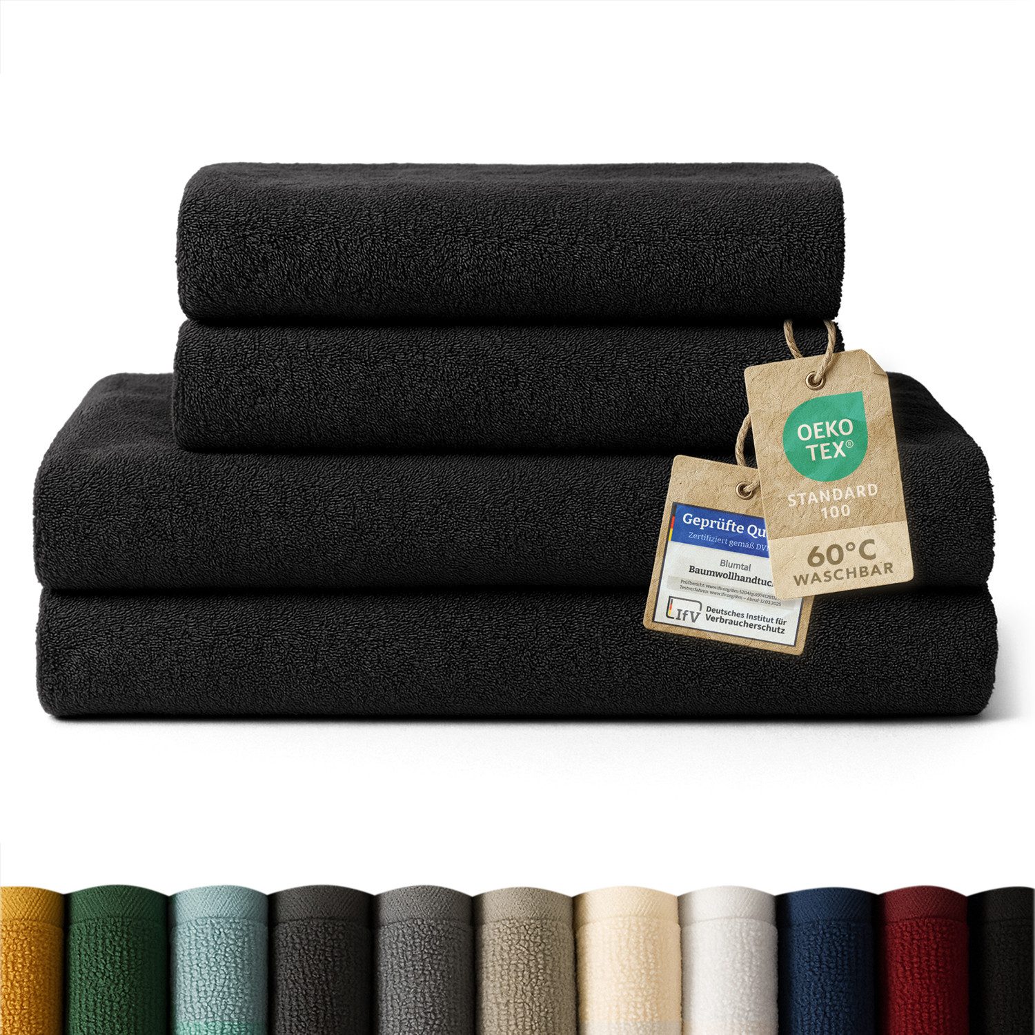Blumtal Handtuch Set Premium 4/6-tlg. Frottier Dusch- (70x140 cm) & Handtuch (50x100 cm), Frottee (Set, 4-St), 100% Baumwolle, Oeko-TEX Zertifiziert