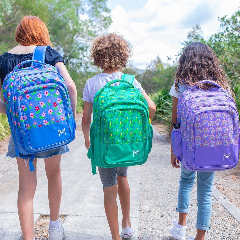MontiiCo Kinderrucksack Großer Rucksack Regenbogen für Mädchen Lila Kinder Schultasche für 