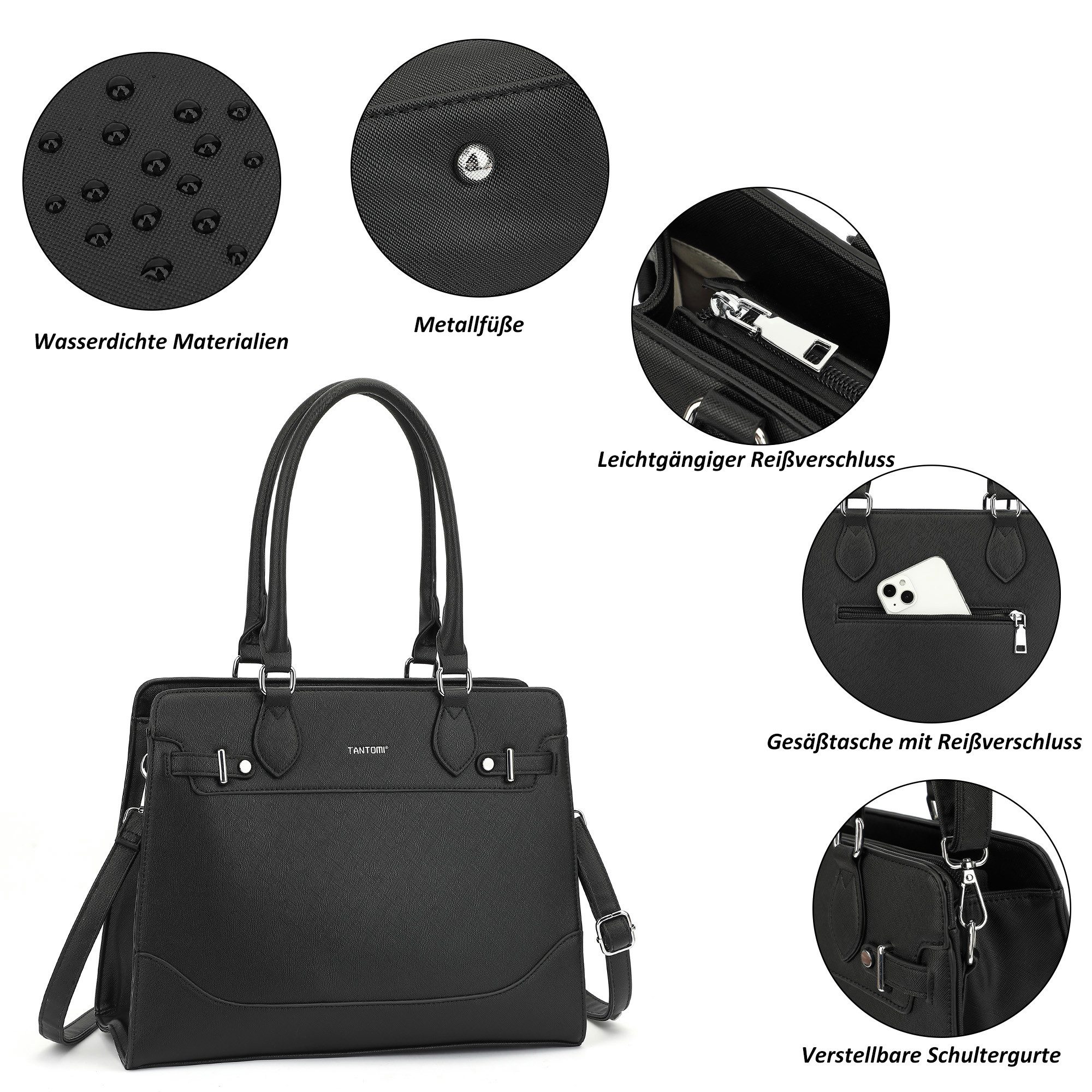TAN.TOMI Aktentasche Damen Große Business Handtasche Schultertasche Arbeit Schule, Multi-tasche Beuteltote Hobo Tragetasche für Büro Arbeit Schule