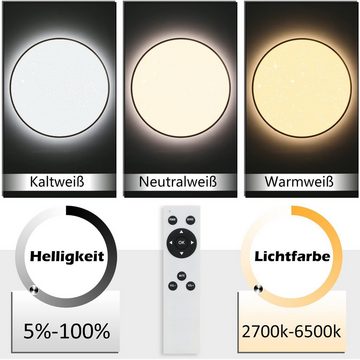 Nettlife LED Deckenleuchte Holz Deckenlampe Dimmbar mit Fernbedienung, LED fest integriert, Warmweiß, Neutralweiß, Kaltweiß, Schlafzimmer Wohnzimmer Badezimmer Arbeitszimmer