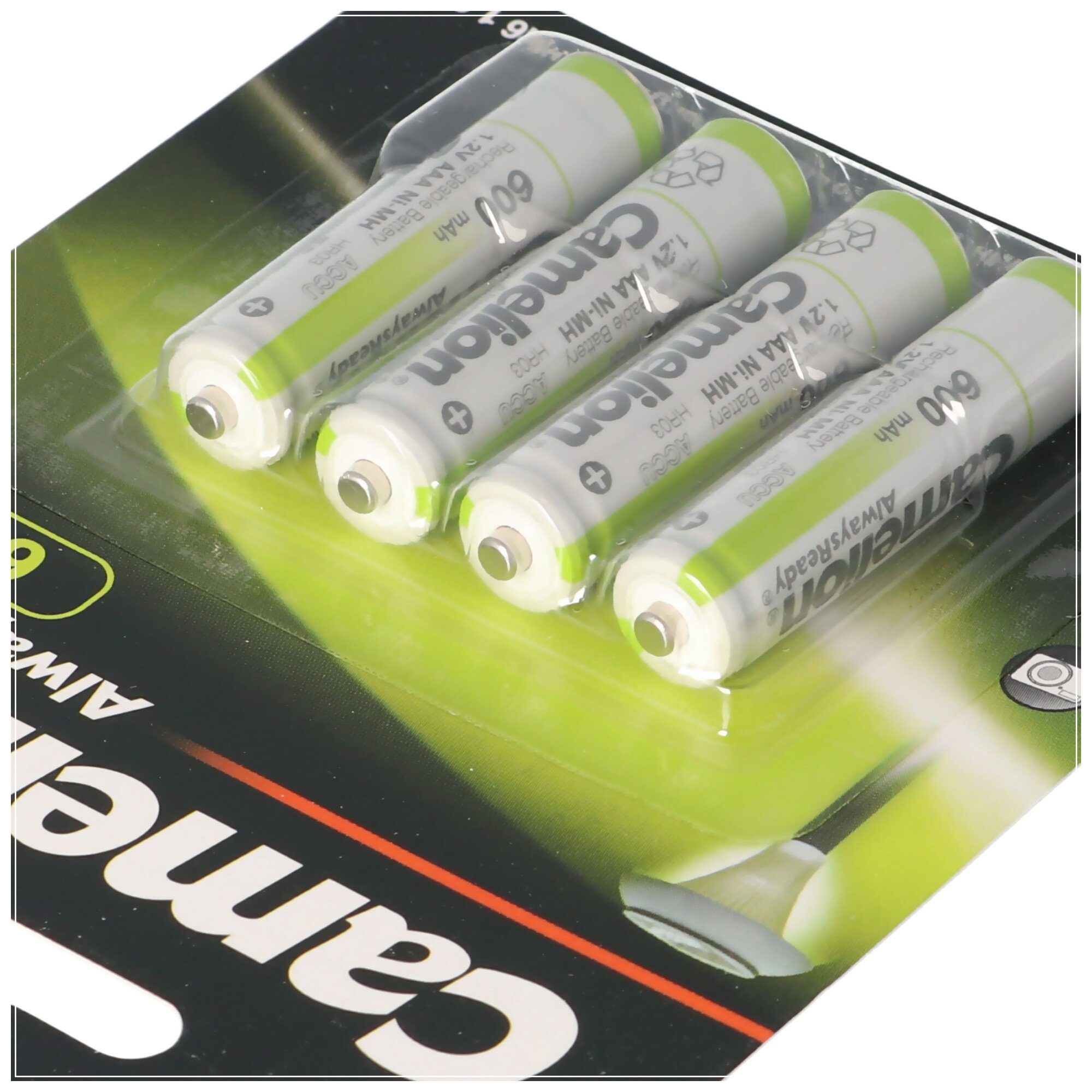 Camelion AAA, Micro LR3, HR03, NiMH Akku mit 600mAh in 4er Blisterverpackung, Akku 600 mAh (1,2 V)