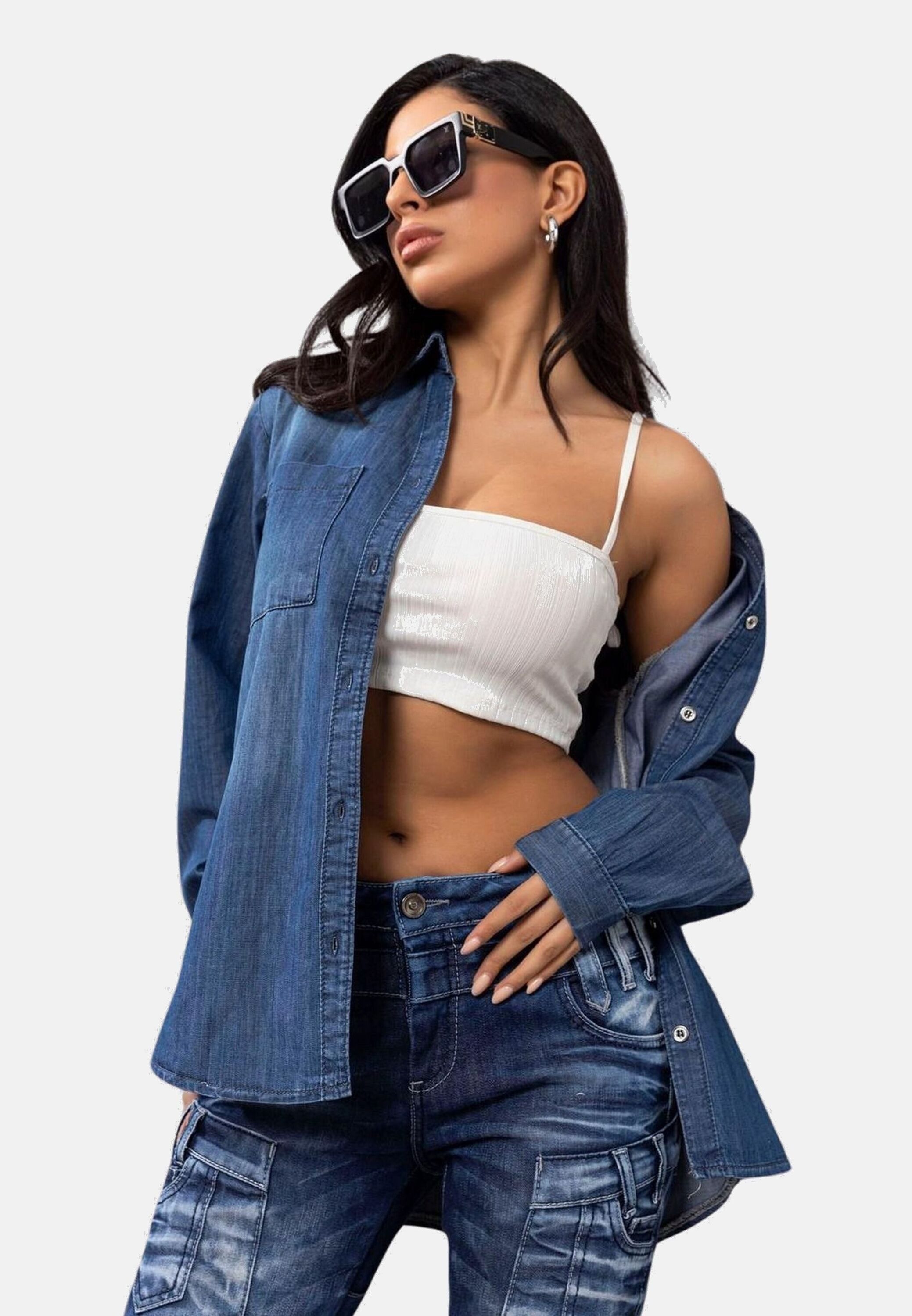 Cipo & Baxx Jeansbluse Jeansbluse mit günstig online kaufen
