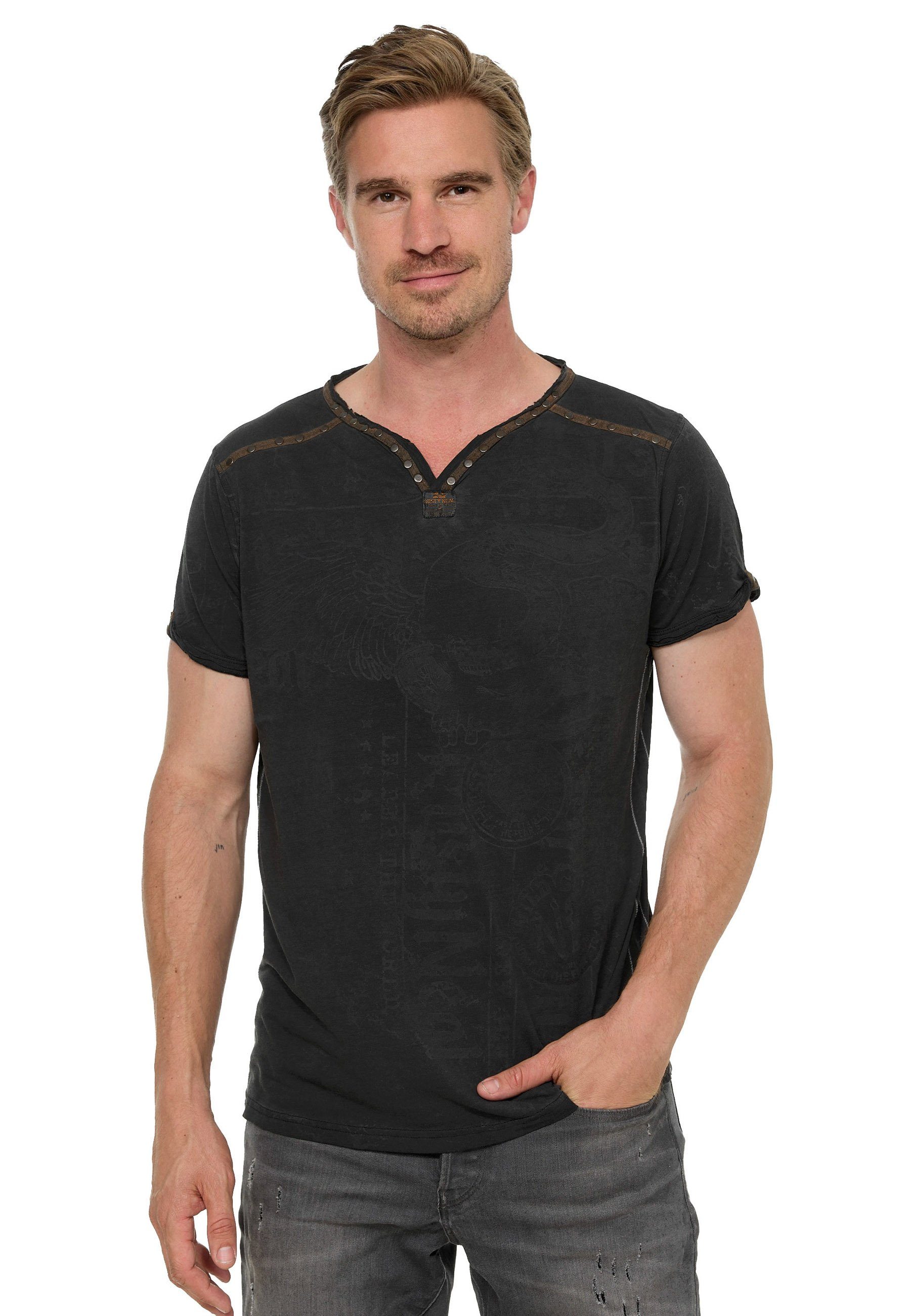 Rusty Neal T-Shirt mit Allover-Druck schwarz