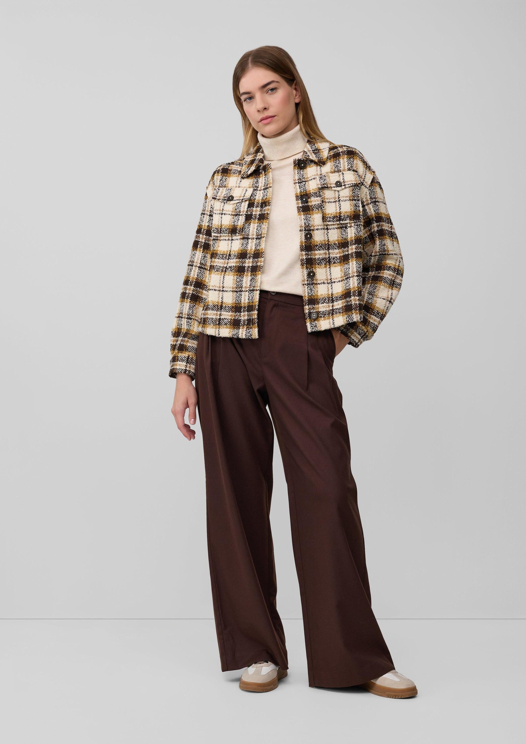 s.Oliver Funktionsjacke Indoor-Jacke Verkürzte Karo-Jacke aus Bouclé
