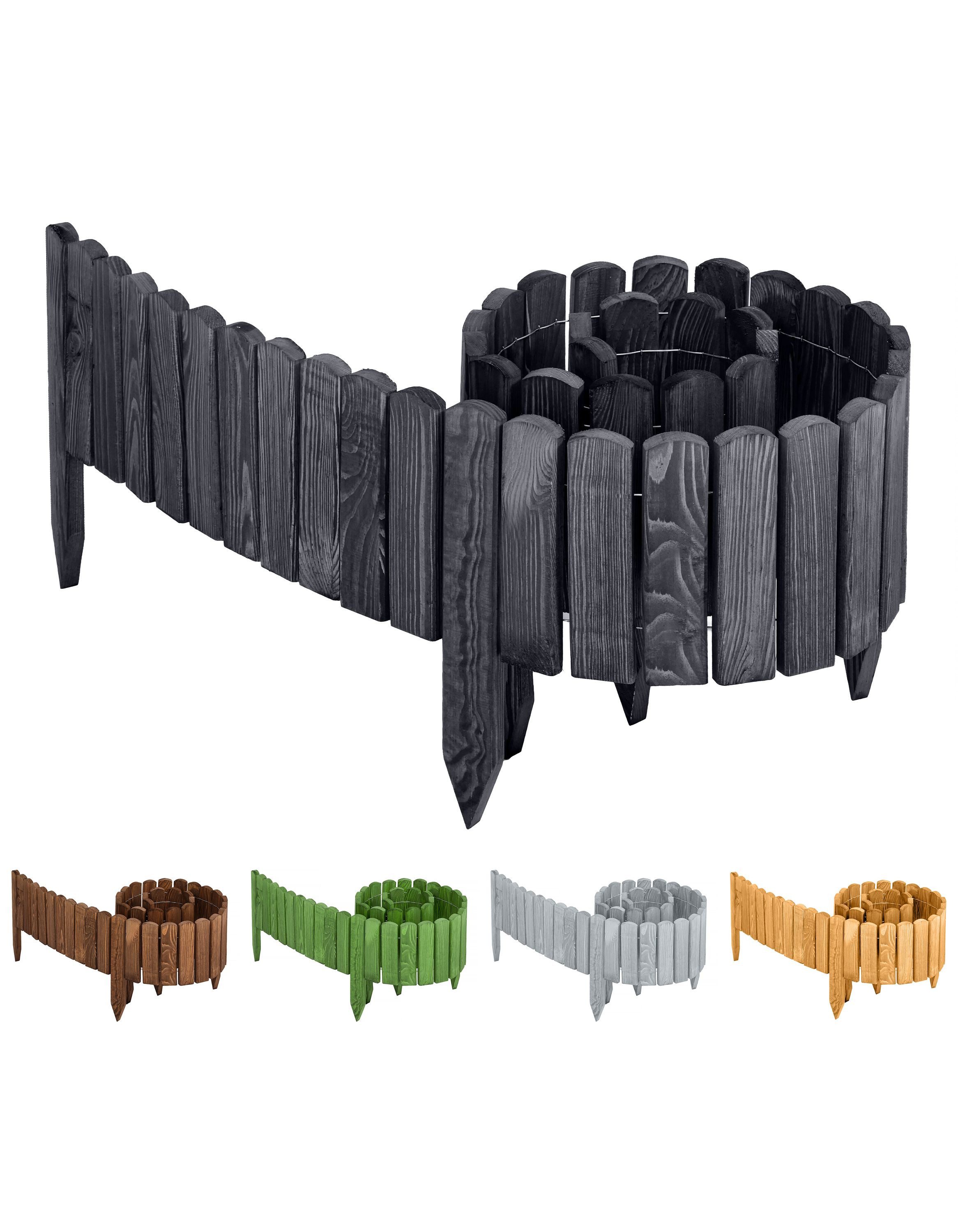 Garronda Rasenkante Beeteinfassung Holz Rollzaun Flexibler Rollborder Länge: 2m GD-0046, LxH: 2x8 cm – Bild 2 von 5