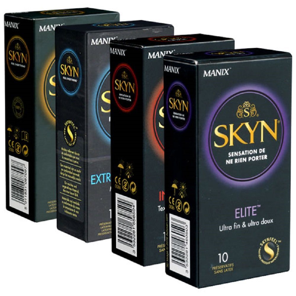 SKYN Kondome Probier-Set 4 Packungen mit je 10 Kondomen, insgesamt, 40 St., latexfreie Kondome zum Ausprobieren und Genießen