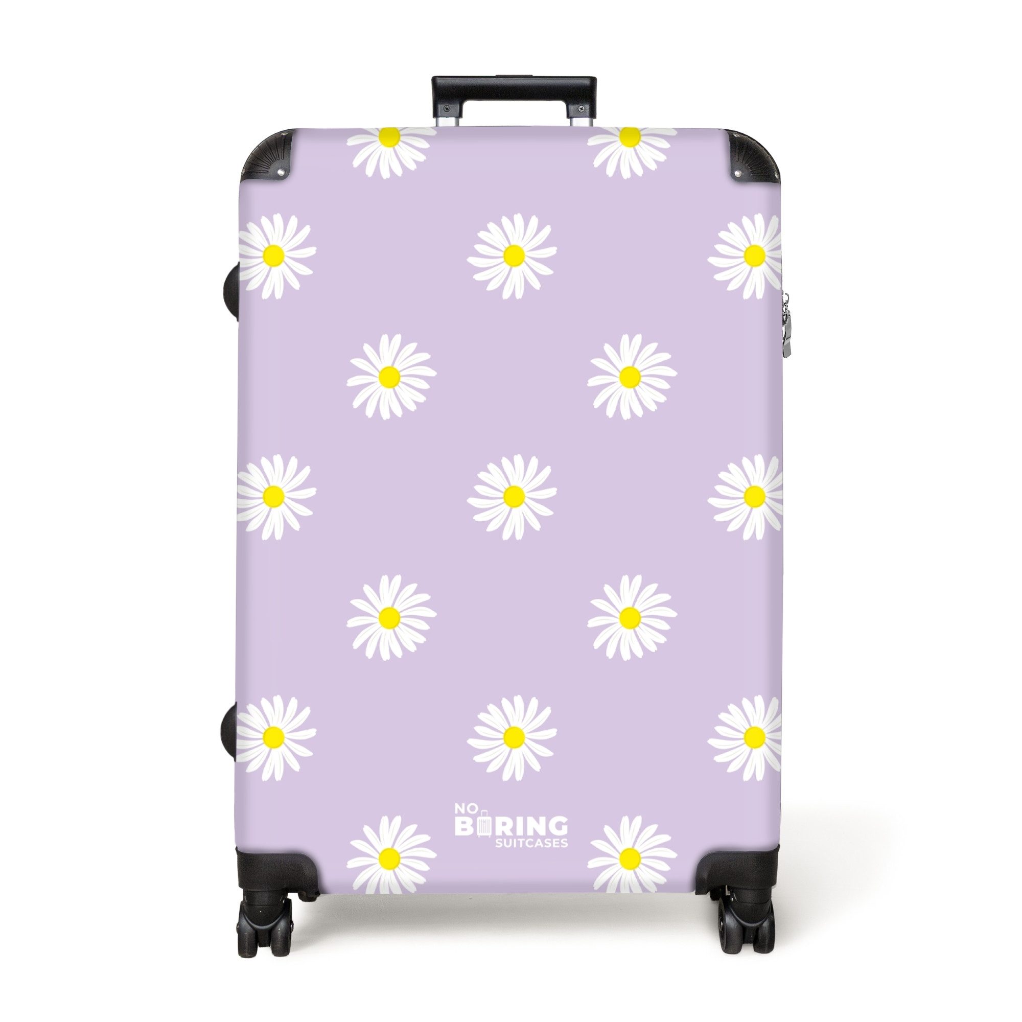 NoBoringSuitcases.com© Hartschalen-Trolley Pastellviolett mit Gänseblümchen günstig online kaufen
