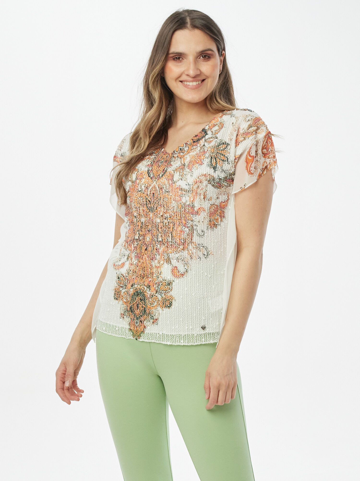 Christian Materne Langarmshirt T-Shirt Körpernah mit Ornamentmuster