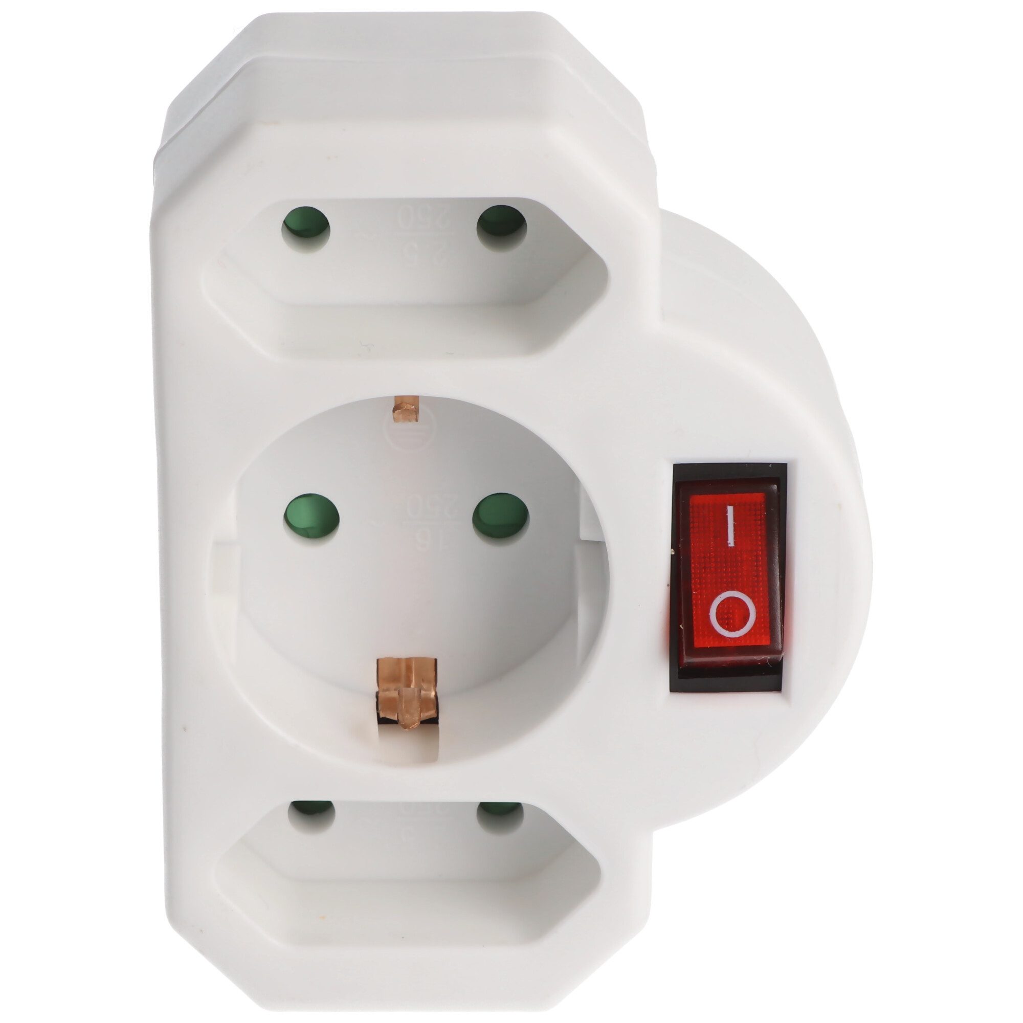 AccuCell Funksteckdose Multistecker 2x Euro und 1x Schutzkontakt weiß mit Schalter