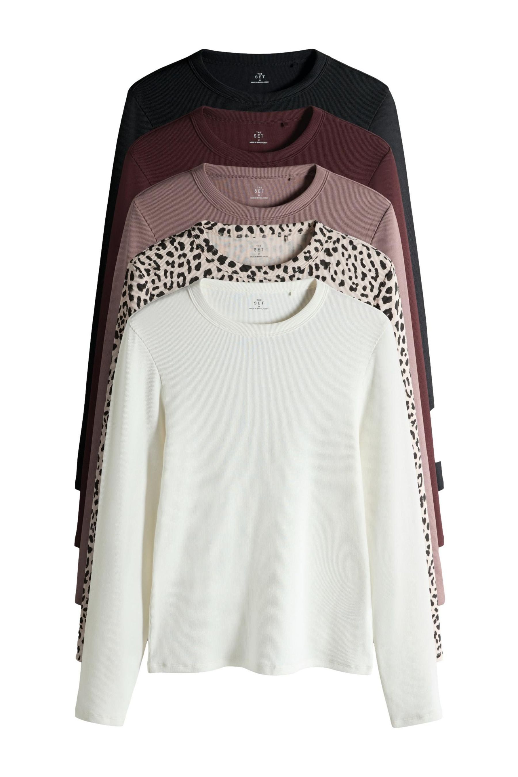 The Set Langarmshirt The Set Rundhals-Langarmshirts, 5er-Pack (5-tlg) günstig online kaufen