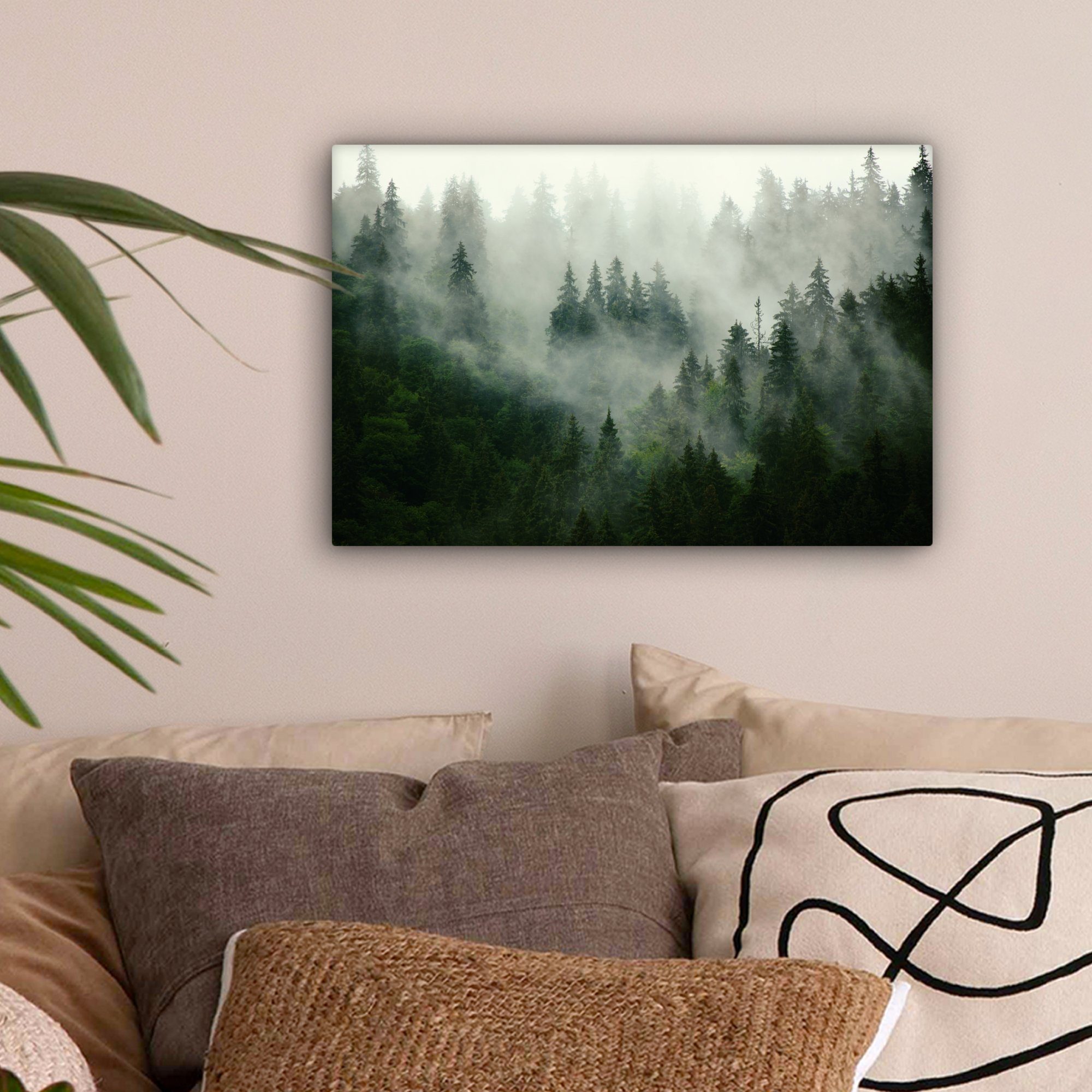 OneMillionCanvasses® Leinwandbild Wald - Nebel - Bäume - Natur, Fotodruck ( günstig online kaufen
