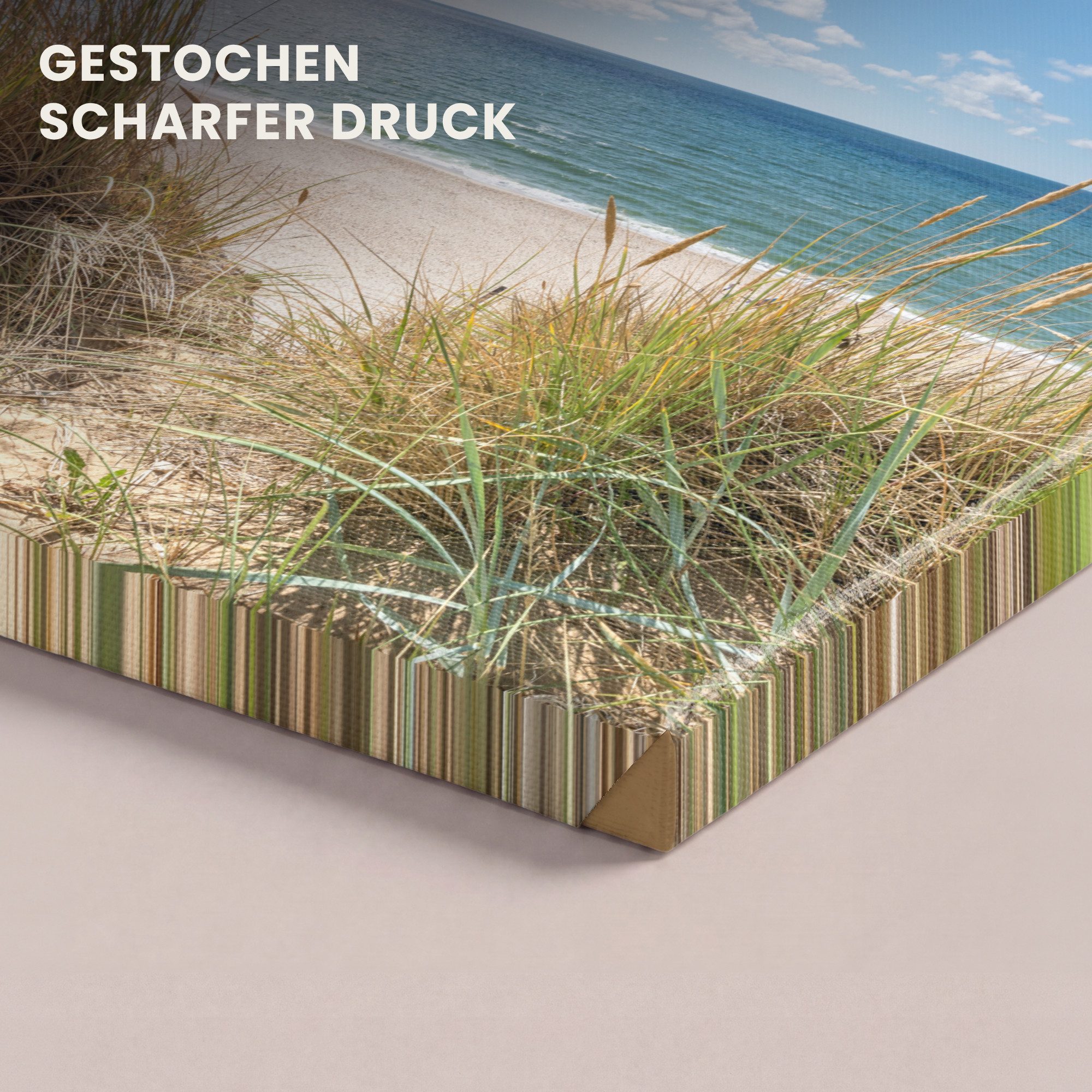 OneMillionCanvasses® Leinwandbild Düne - Gras - Meer - Strand, Fotodruck (1 St), Wandbild, Deko Schlafzimmer Wohnzimmer Flur 20x20 cm – Bild 3 von 5