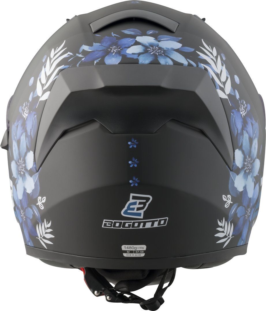 Bogotto Motorradhelm H128 Fiori Helm, Geeignet Für Brillenträger,herausnehmbares Innenfutter,integriert – Bild 5 von 5