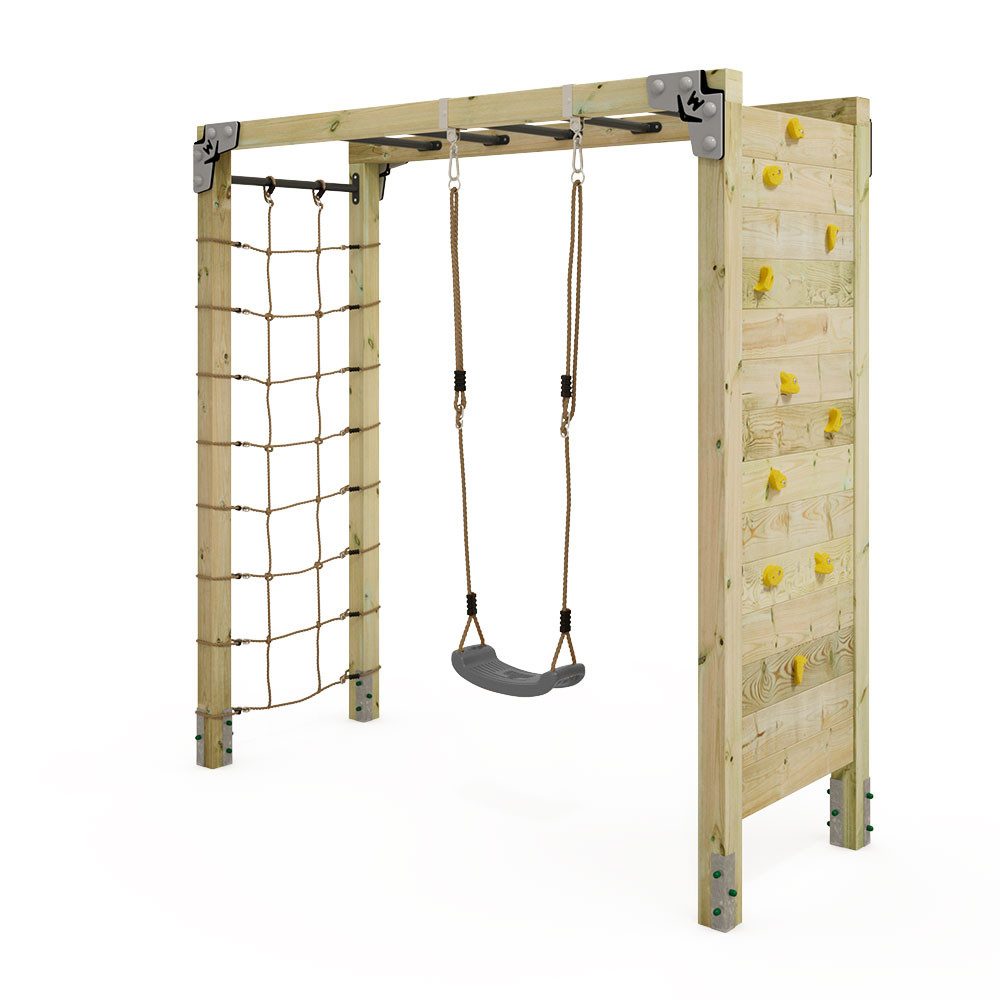 Wickey Klettergerüst Fit Gym 442 – Spiel- & Sportgerät mit Schaukel, (Kraftstation, Fitnessstation, Sportgeräte für zuhause, Workout, Krafttraining, Gymtower, Fitnessturm, Ideal für Spielspaß & funktionales Outdoor-Training, Trainingsgerät für Jung & Alt fördert Kraft, Motorik & Balance), extrem witterungsbeständig mit 5 Jahren Garantie*