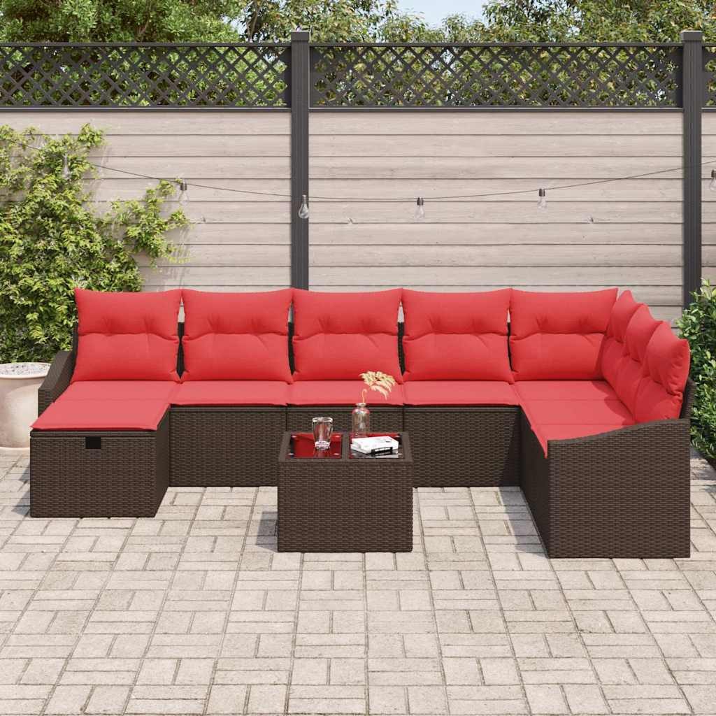 vidaXL Gartenlounge-Set Gartensofa-set 9 Stk. Poly-Rattan, (9-tlg)