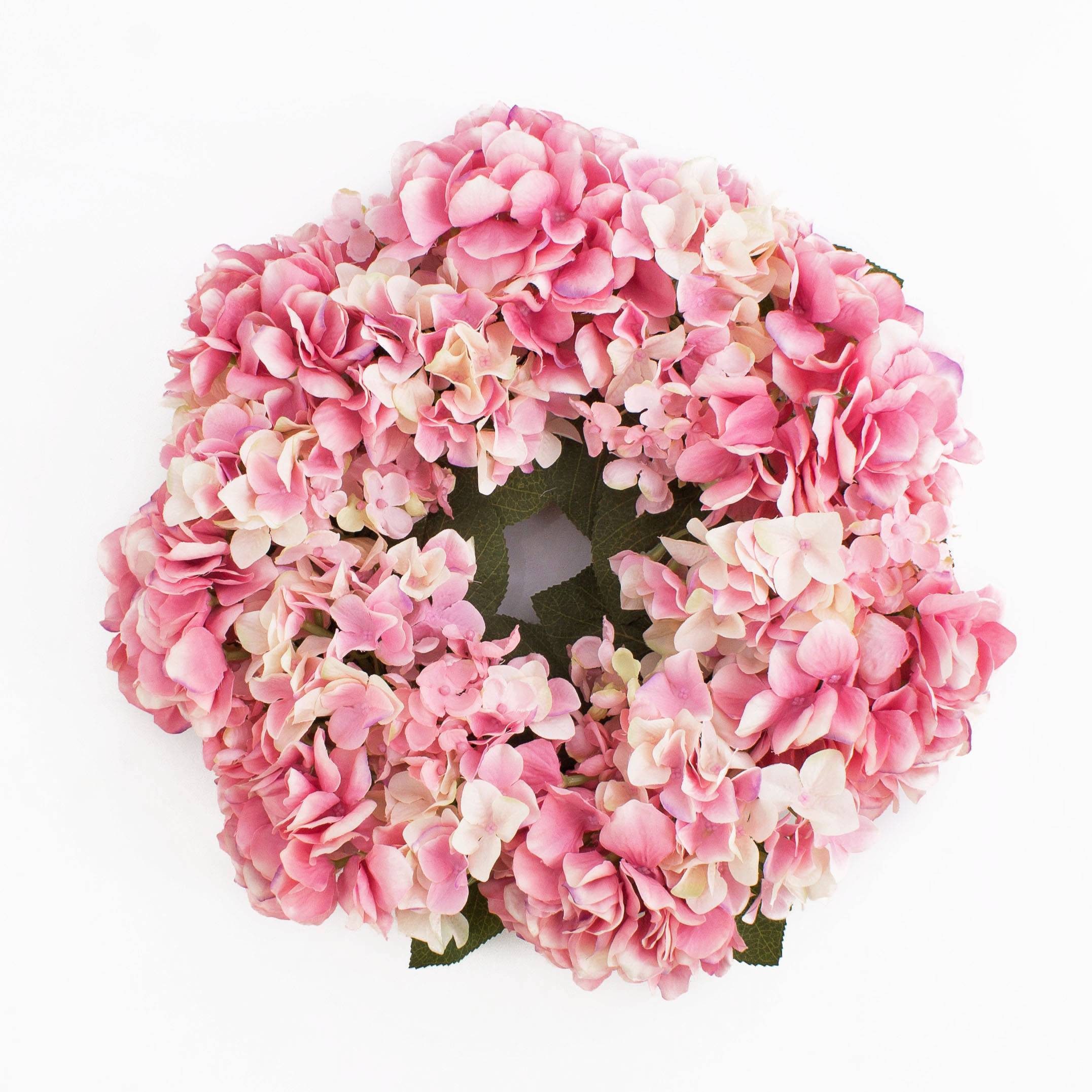 Kunstkranz Sommerlicher Hortensienkranz auf Rattan, rosa, Ø 35cm Hortensie, artplants, Höhe 12.0 cm