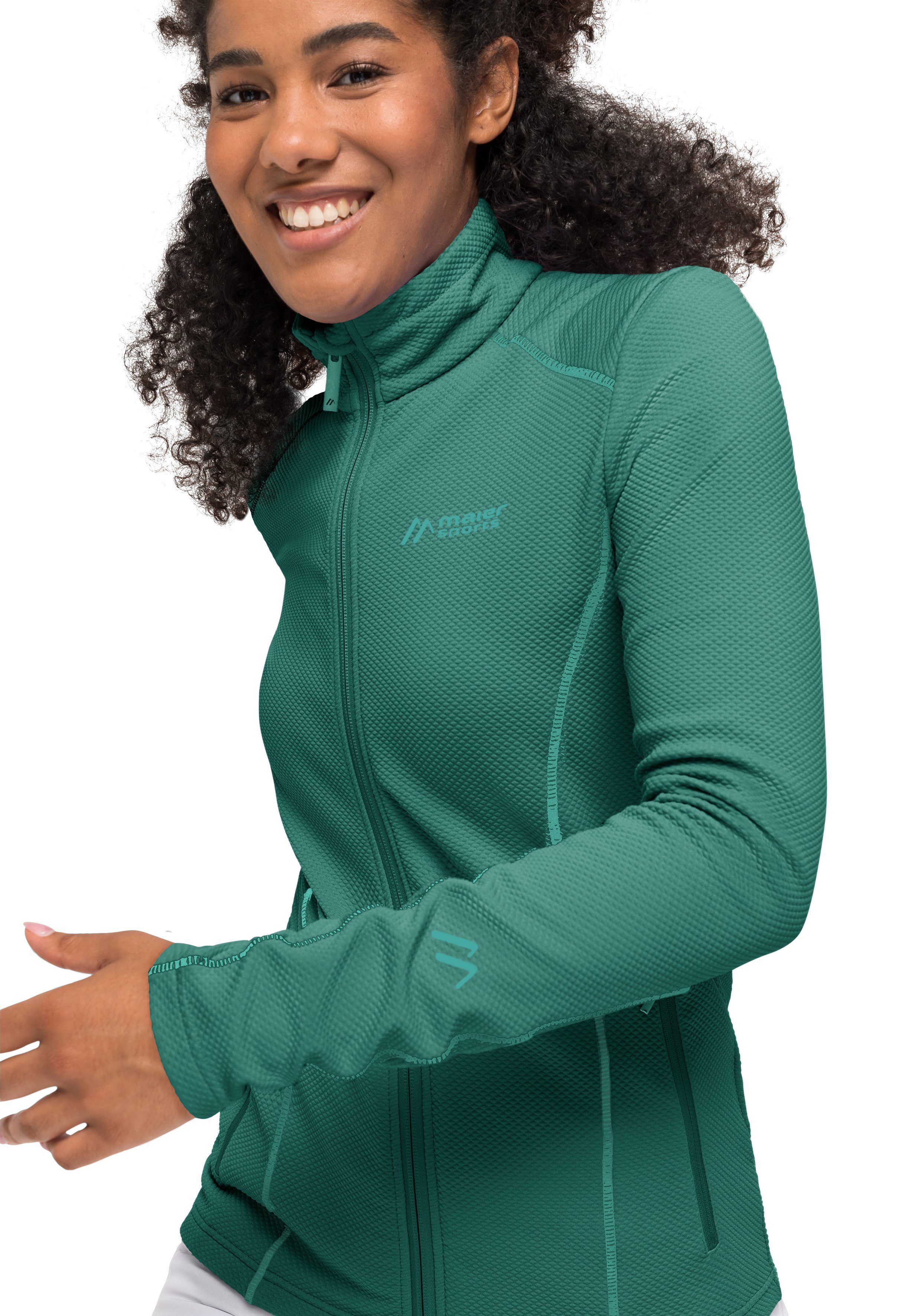 Damen Skifahren als Sports zum warme Ximena Maier Midlayer, seegrün Funktionsshirt ideal Fleecejacke