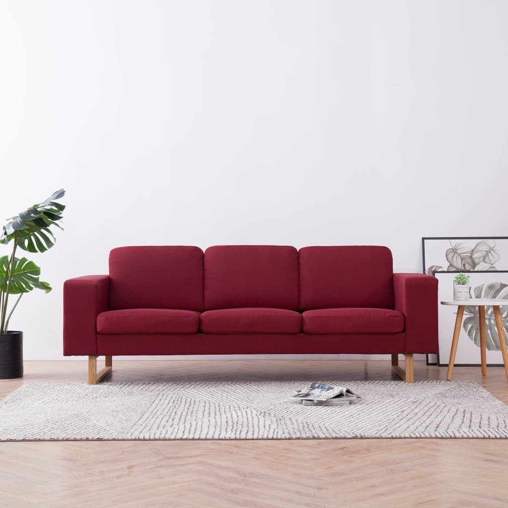 vidaXL Sofa, 3-Sitzer-Sofa Stoff Weinrot günstig online kaufen