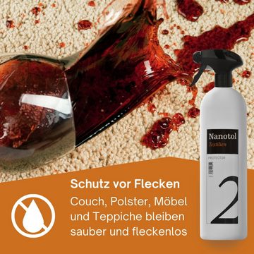 Nanotol Textilien Protector Imprägnierspray (Nanoversiegelung für Schuhe, Kleidung, Polstermöbel, Markisen, Teppiche etc. - ein Produkt für ALLE Textilien, 20m² pro L), lösungsmittelfrei, geruchslos, 100% durchsichtig