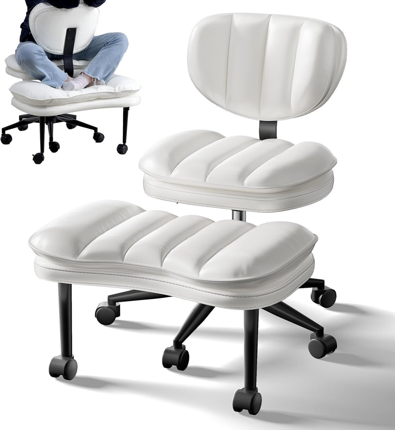 Patbrela Bürostuhl mit Kreuzbeinen,Ergonomischer Kniestuhlm,360° drehbar