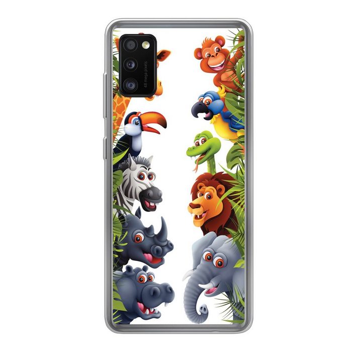 MuchoWow Handyhülle Dschungel - Tiere - Jungen - Mädchen - Giraffe - Elefant - Kinder Handyhülle Samsung Galaxy A41 Smartphone-Bumper Print Handy