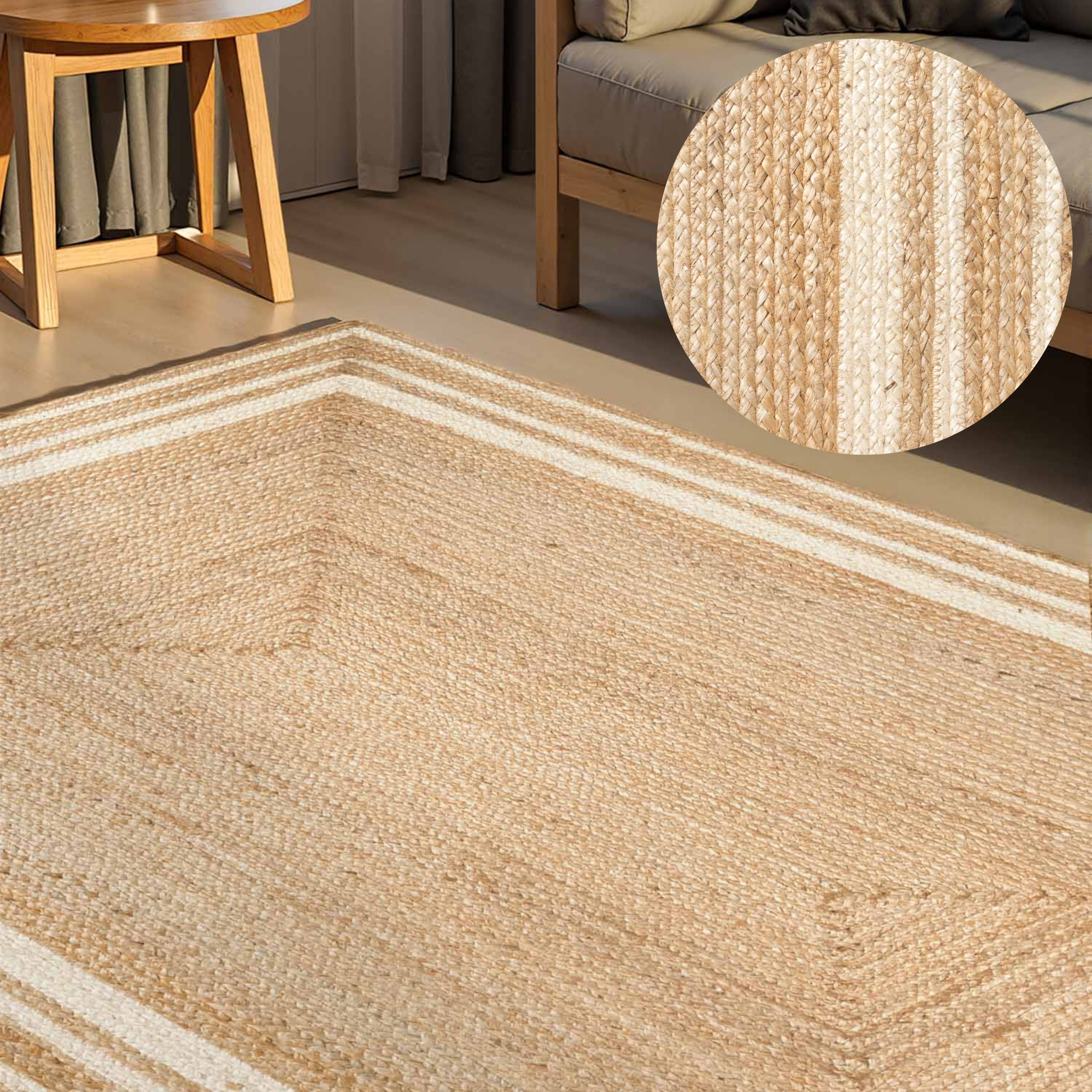 HANSE Home Teppich Looma Juteteppich, rechteckig, Höhe: 7 mm, Handgewebt, Jute Naturteppich, Boho, Wohnzimmer, Schlafzimmer