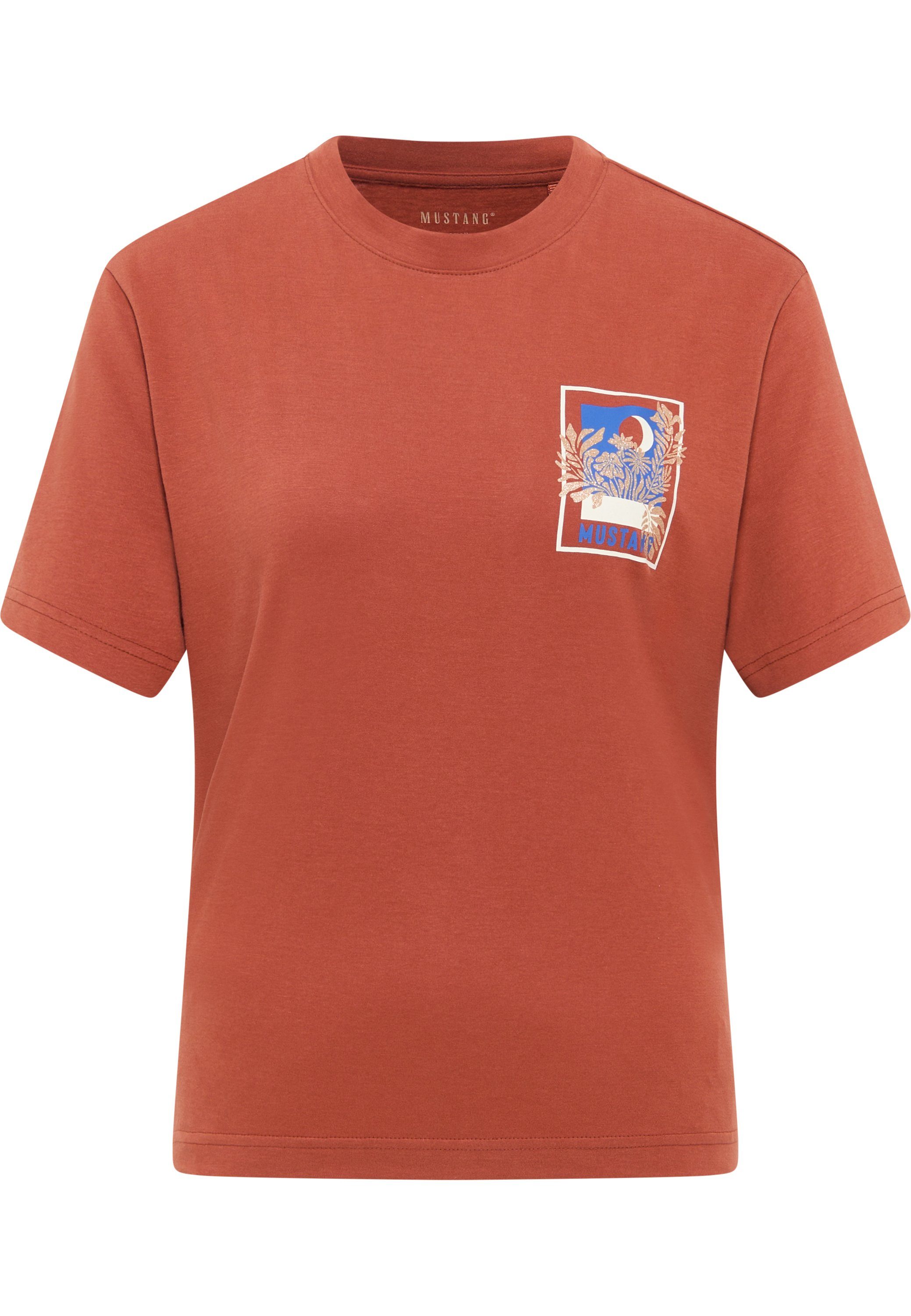 MUSTANG Kurzarmshirt Mustang T-Shirt T-Shirt, Label-Print mit Glitter