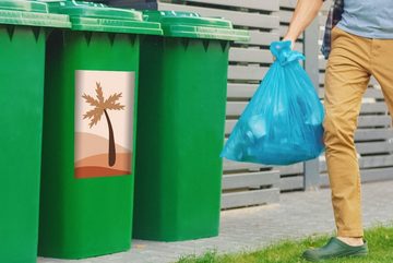 MuchoWow Wandsticker Sommer - Palme - Pastell (1 St), Mülleimer-aufkleber, Mülltonne, Sticker, Container, Abfalbehälter