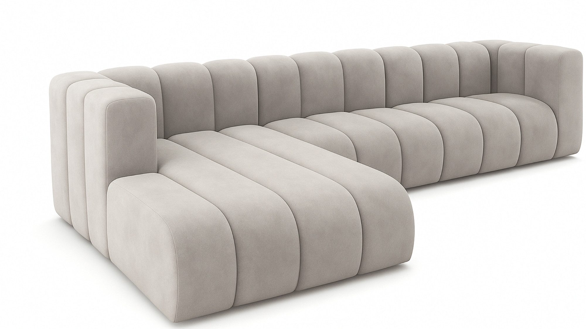 Kaiser Möbel Ecksofa Moderne aus Veloursstoff Salvador Grand L 318 cm, Ecksofa, modulare Bauweise, tiefe Sitzflächen, Samt Salvador, Soft-Cube-Design – Bild 3 von 5