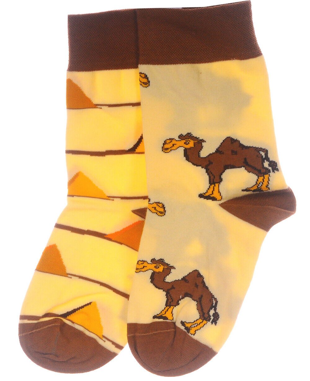 Martinex Freizeitsocken 1 Paar Socken lustige bunte Strümpfe 35 38 39 42 43 46 nahtlos, weich, in Gelb mit Kammel und Pyramiden 35 38 41 43 45