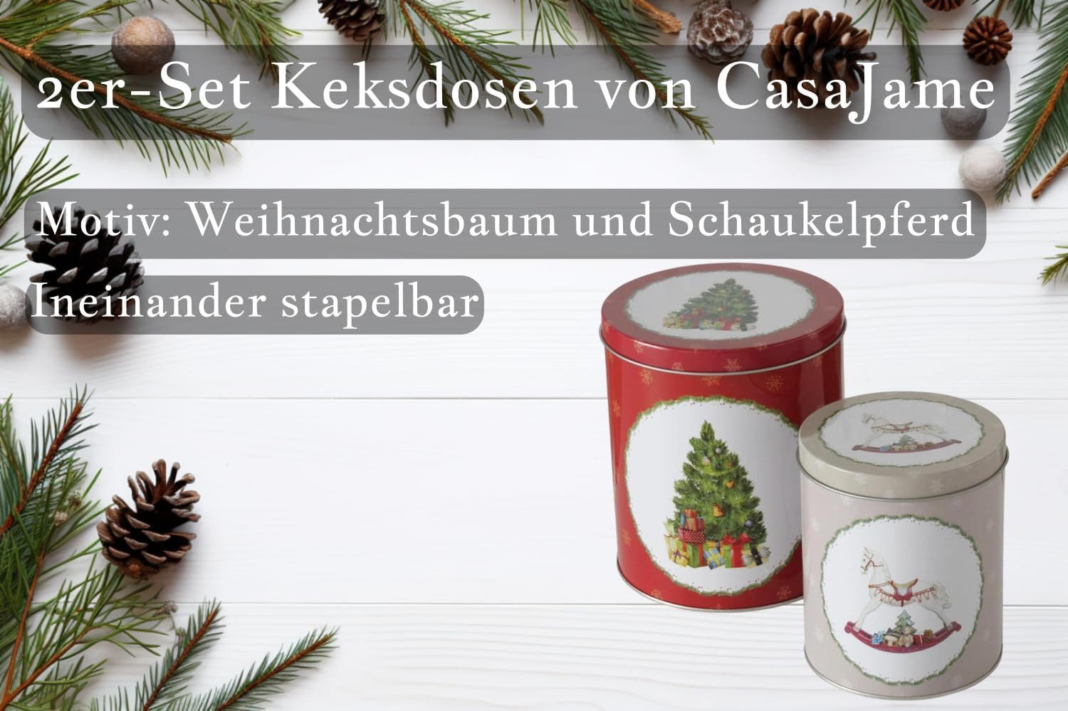 BOLTZE GRUPPE GmbH Keksdose Keksdose CasaJame 2er Set Keksdose Plätzchendose Weihnachtsbaum V18, Keksdose 2er Set
