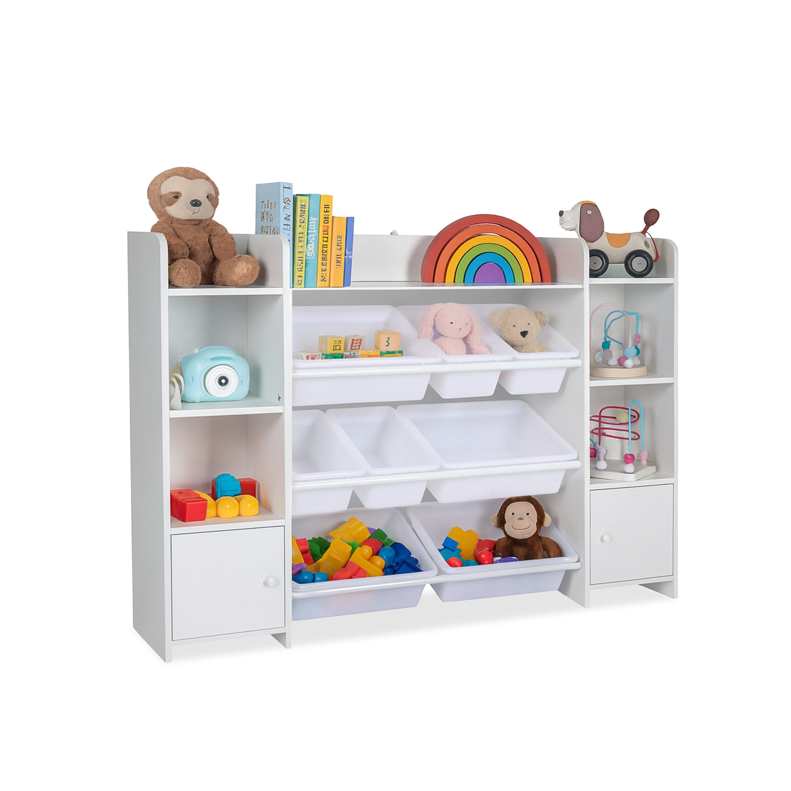 relaxdays Kinderregal groß mit Boxen, 1-tlg., weiß